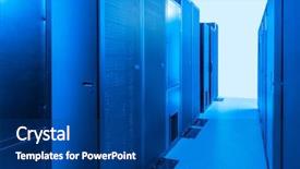  Presentation with server room - Cool new PPT theme with intranet - network server room with racks backdrop and a ocean colored foreground