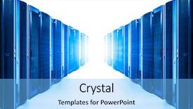  Presentation with server - Beautiful slide set featuring intranet - row of server racks backdrop and a light blue colored foreground