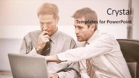  Presentation with intranet - Colorful PPT theme enhanced with intranet - two handsome businessmen working together backdrop and a lemonade colored foreground