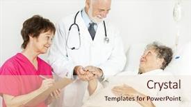  Presentation with nurse - Cool new PPT theme with intravenous flueds - doctor and nurse treating senior backdrop and a lemonade colored foreground