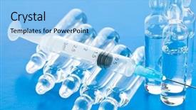  Presentation with vials - Audience pleasing PPT layouts consisting of intravenous flueds - medicine vials and syringe backdrop and a light blue colored foreground