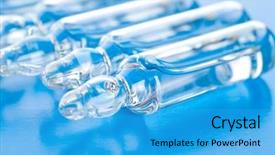  Presentation with vials - Amazing slide deck having intravenous flueds - vials backdrop and a teal colored foreground