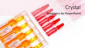  Presentation with vials - PPT layouts with intravenous fluids - colorful vials against white background background and a  colored foreground