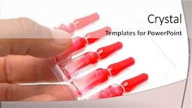  Presentation with vials - Colorful slide deck enhanced with intravenous fluids - colorful vials against white background backdrop and a  colored foreground