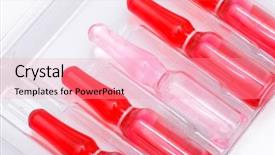  Presentation with vials - Presentation with intravenous fluids - colorful vials against white background background and a coral colored foreground