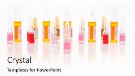  Presentation with vials - Presentation theme featuring intravenous fluids - colorful vials against white background background and a pink colored foreground