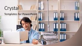  Presentation with intravenous therapy - Colorful presentation design enhanced with intravenous therapy - young male employee in blood backdrop and a lemonade colored foreground