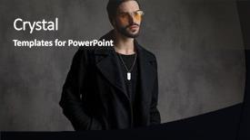  Presentation with dark grey - Audience pleasing slide deck consisting of intriguing man wearing shades looking backdrop and a dark gray colored foreground
