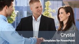  Presentation with office - Beautiful presentation theme featuring businesspeople introducing outside of office backdrop and a tawny brown colored foreground