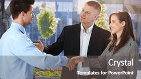  Presentation with team meeting - Amazing PPT theme having outside of office businessman introducing backdrop and a dark gray colored foreground