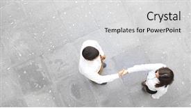  Presentation with shaking hands - Cool new theme with business partners shaking hands backdrop and a light gray colored foreground