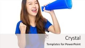  Presentation with speaker - Theme enhanced with introduce speaker - asian female with loudspeaker background and a white colored foreground