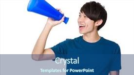  Presentation with speaker - Colorful PPT theme enhanced with introduce speaker - man yell with megaphone backdrop and a  colored foreground