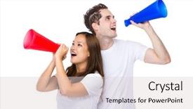  Presentation with man joined woman - PPT theme enhanced with introduce speaker - woman and man yell background and a lemonade colored foreground