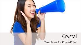  Presentation with speaker - Audience pleasing PPT layouts consisting of introduce speaker - young woman yell with megaphone backdrop and a lemonade colored foreground