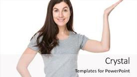  Presentation with human hands open palm up - Presentation design featuring introduceproduct - woman with open hand palm background and a  colored foreground