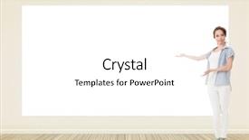  Presentation with five business people standing together and smiling - Colorful slide set enhanced with introducing person - asian casual smiling woman standing backdrop and a  colored foreground