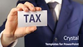 Presentation with business card - Slides enhanced with introduction taxation - tax concept businessman with business background and a navy blue colored foreground