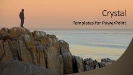  Presentation with cliff - PPT theme enhanced with introspection - man by himself on cliff background and a coral colored foreground