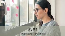  Presentation with agenda for the day - Theme featuring introspection - portrait of young woman day background and a light gray colored foreground