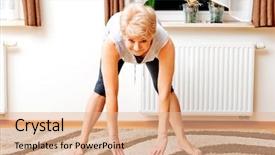  Presentation with senior living - Audience pleasing theme consisting of introspection - senior woman doing yoga backdrop and a coral colored foreground