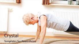  Presentation with senior living - Theme with introspection - senior woman doing yoga background and a  colored foreground