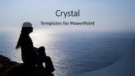  Presentation with sadness - Theme featuring introspection - silhouette of a woman sitting background and a light blue colored foreground