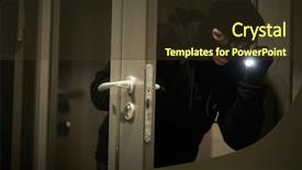  Presentation with apartment - Cool new theme with intruder - burglar thief in mask break backdrop and a tawny brown colored foreground