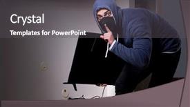  Presentation with apartment - PPT theme consisting of intruder - burglar thief stealing tv background and a gray colored foreground