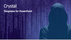  Presentation with anonymous - PPT layouts with intruder - digital composite of anonymous hacker background and a navy blue colored foreground