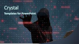  Presentation with hacker - PPT theme with intruder - digital composite of hacker holding background and a ocean colored foreground
