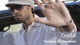  Presentation with celebrity - Slide set consisting of popstar - closeup of an angry male background and a  colored foreground