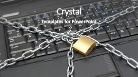  Presentation with laptop computers around the world - Slides having wrapped around with metal chain background and a dark gray colored foreground