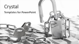  Presentation with computer keyboard and mouse - Audience pleasing presentation consisting of intrusion prevention - computer keyboard secured with chain backdrop and a  colored foreground