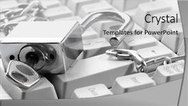 Presentation with padlock - Slides featuring intrusion prevention - computer keyboard secured with chain background and a  colored foreground