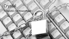 Presentation with computer keyboard and mouse - PPT layouts with computer keyboard secured with chain background and a light gray colored foreground