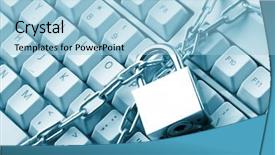  Presentation with data privacy - PPT theme consisting of data privacy - computer keyboard secured with chain background and a light blue colored foreground