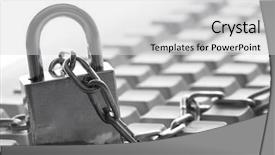  Presentation with data privacy - Cool new presentation theme with data privacy - computer keyboard secured with chain backdrop and a light gray colored foreground
