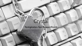  Presentation with computer keyboard and mouse - Audience pleasing theme consisting of intrusion prevention - computer keyboard secured with chain backdrop and a light gray colored foreground