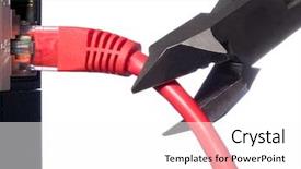  Presentation with computer network - Audience pleasing presentation theme consisting of no access - cutting network wire computer accessing backdrop and a white colored foreground