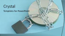  Presentation with padlock - Beautiful slides featuring data on cd-rom secured backdrop and a light blue colored foreground