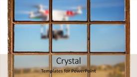  Presentation with camera drone - Cool new theme with drones and privacy violation concept backdrop and a coral colored foreground