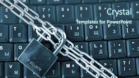  Presentation with padlock - Theme consisting of computer lock - laptop keyboard secured with chain background and a ocean colored foreground