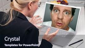  Presentation with online dating - PPT theme enhanced with online dating - shocked woman in kitchen using background and a black colored foreground