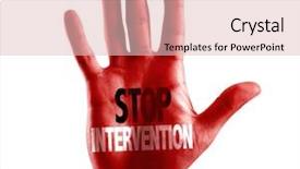  Presentation with stop - Slide deck enhanced with intrusion prevention - stop intervention written on hand background and a lemonade colored foreground