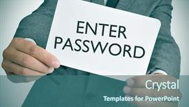  Presentation with grey black white - PPT theme featuring network intrusion - young caucasian man wearing background and a ocean colored foreground