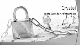  Presentation with padlock - Presentation theme with intrusion prevention - computer keyboard secured with chain background and a  colored foreground