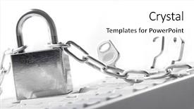  Presentation with computer keyboard and mouse - Beautiful presentation design featuring intrusion prevention - computer keyboard secured with chain backdrop and a  colored foreground