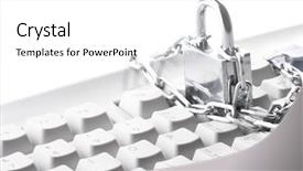  Presentation with padlock - Presentation theme with intrusion prevention - computer keyboard secured with chain background and a  colored foreground