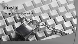  Presentation with computer keyboard and mouse - Cool new slide set with intrusion prevention - computer keyboard secured with chain backdrop and a  colored foreground